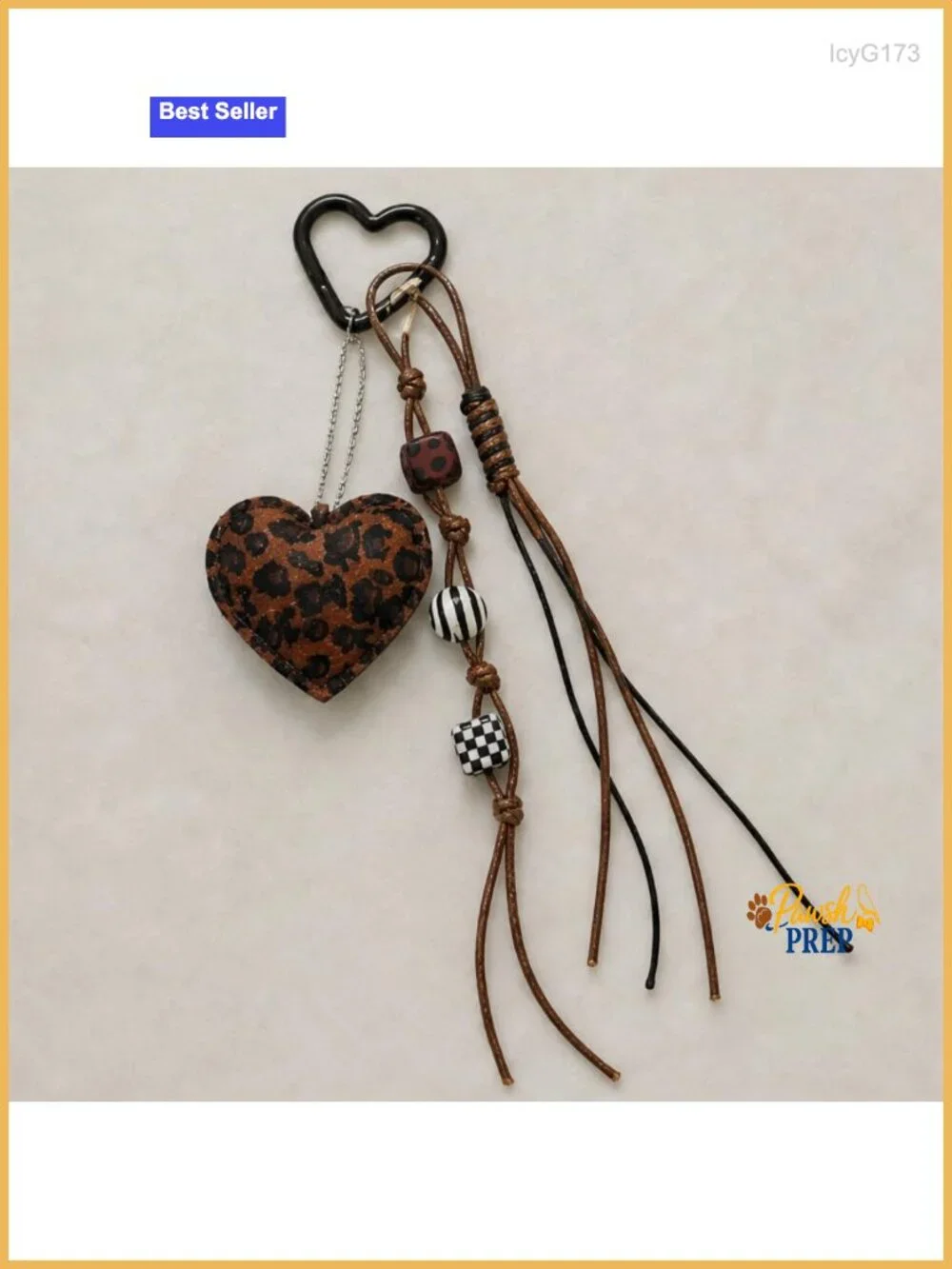 Leopard Print Plush Bag Charm Keychain, Chunky Y2K Rope Cheetah Purse Decor